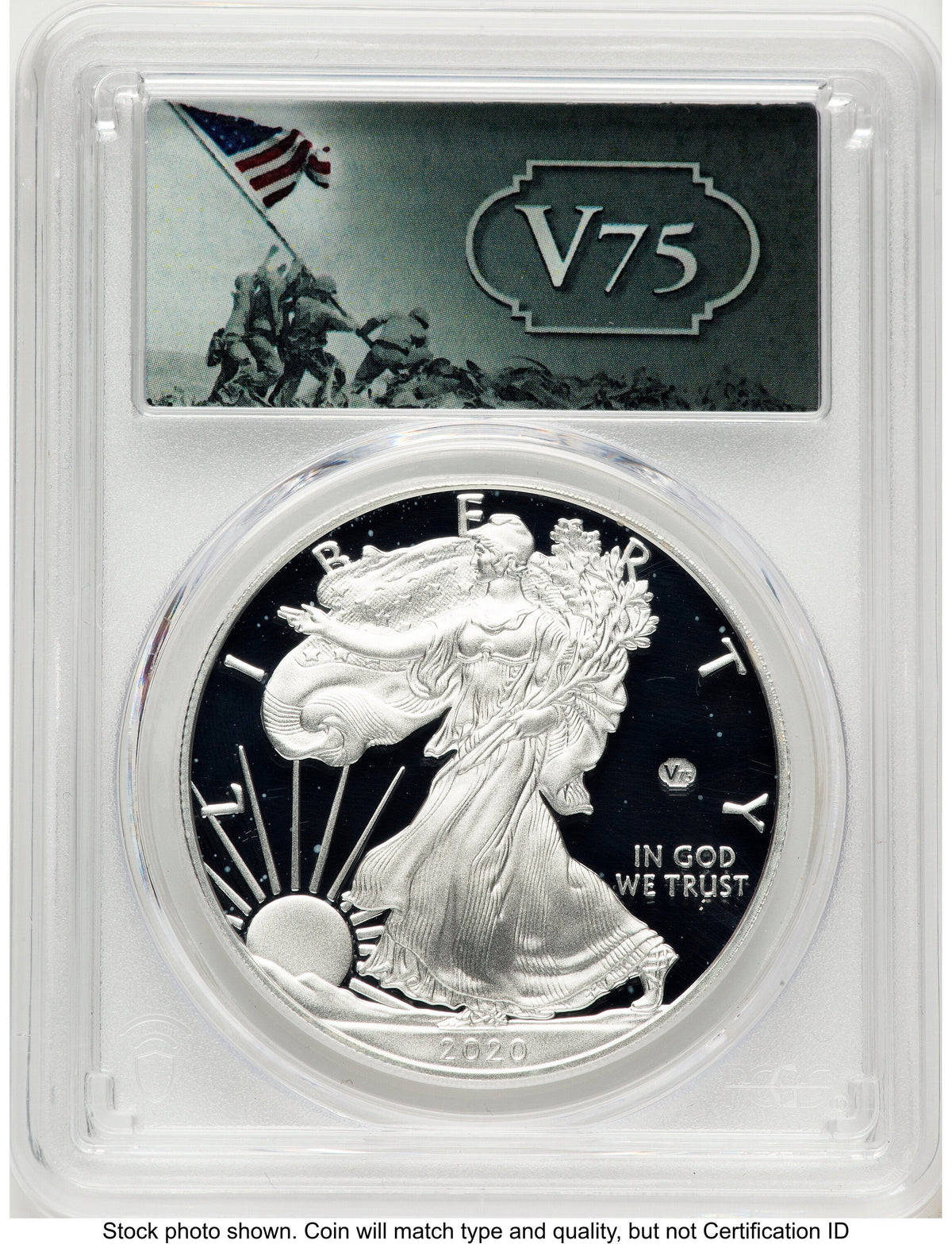 2020-W Proof Silver Eagle V75 Privy 1 oz FS V75 Label PCGS PR70