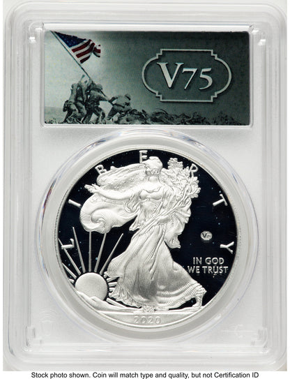 2020-W Proof Silver Eagle V75 Privy 1 oz FS V75 Label PCGS PR70