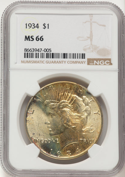 1934 Peace Dollar NGC MS66