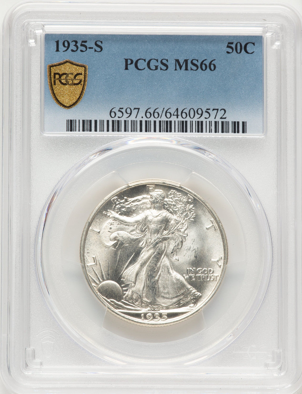 1935-S 50C Walking Liberty Half Dollar PCGS MS66