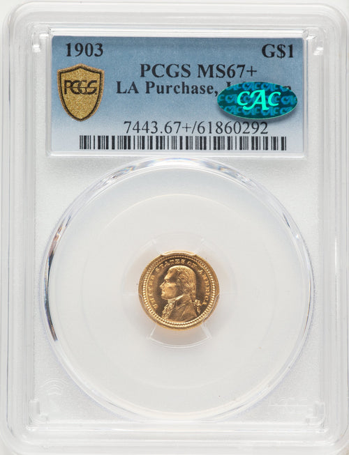 1903 G$1 JEFF CAC Commemorative Gold PCGS MS67+