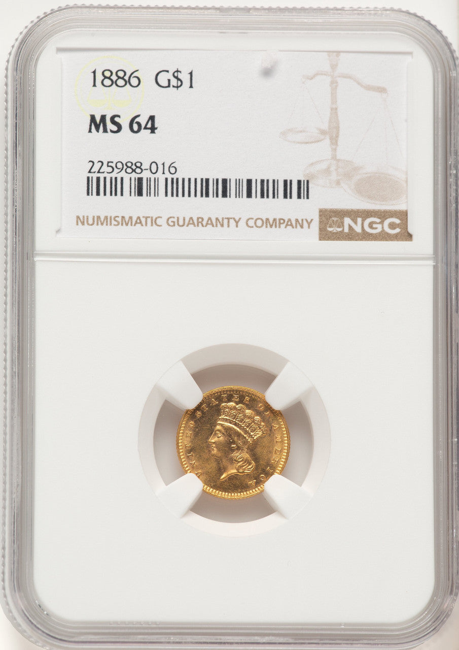 1886 G$1 Gold Dollar NGC MS64