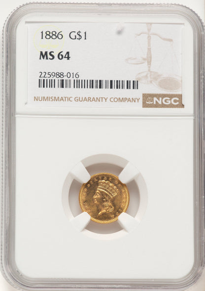 1886 G$1 Gold Dollar NGC MS64