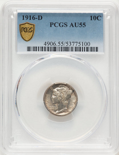 1916-D 10C Mercury Dime PCGS AU55
