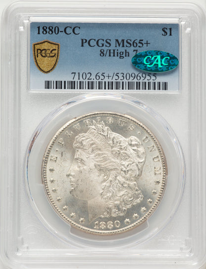 1880-CC 8 Over High 7 CAC Morgan Dollar PCGS MS65+