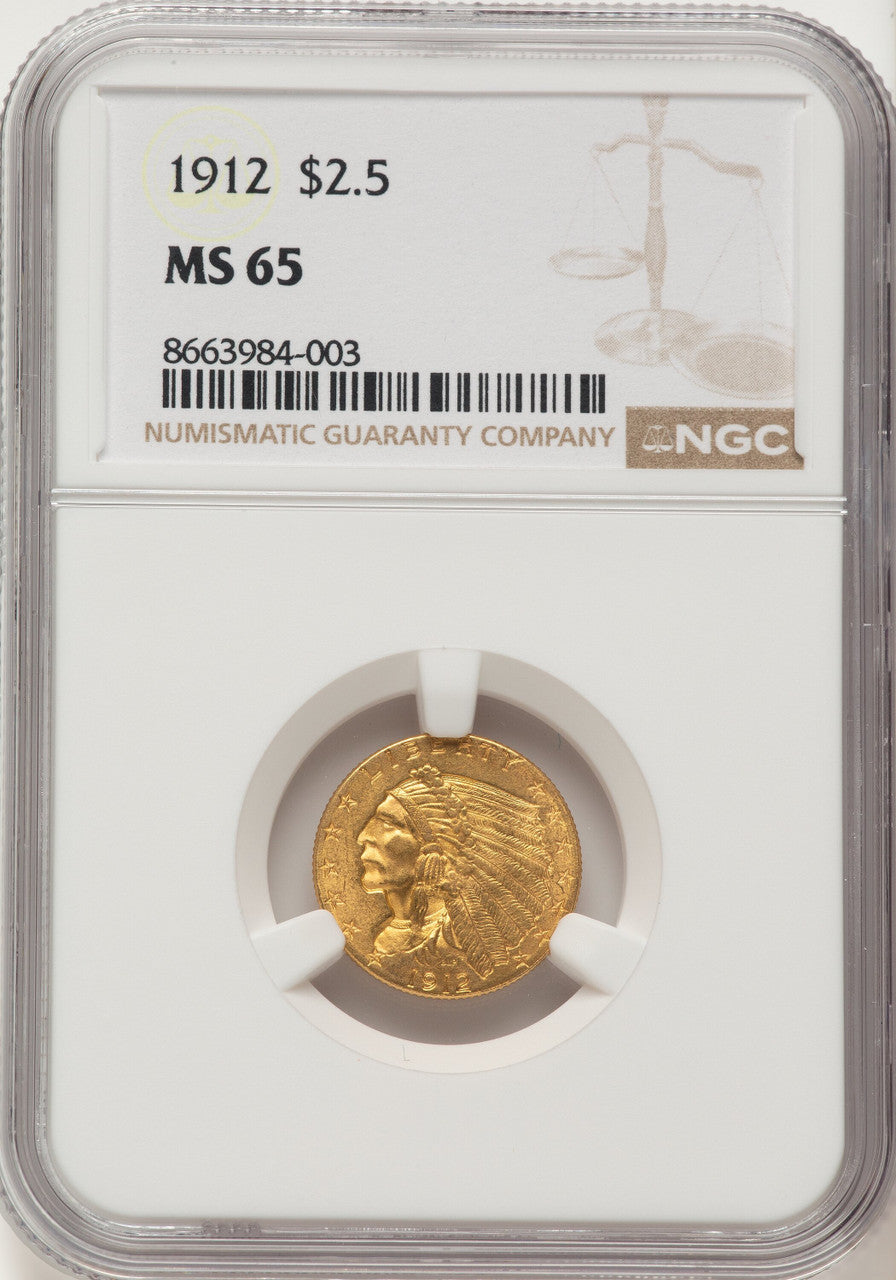 1912 $2.50 Indian Quarter Eagle NGC MS65