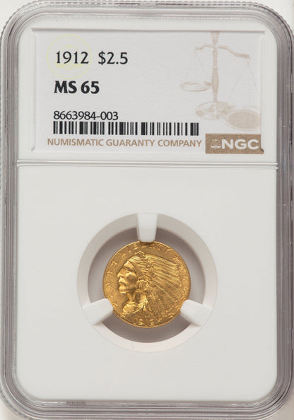 1912 $2.50 Indian Quarter Eagle NGC MS65