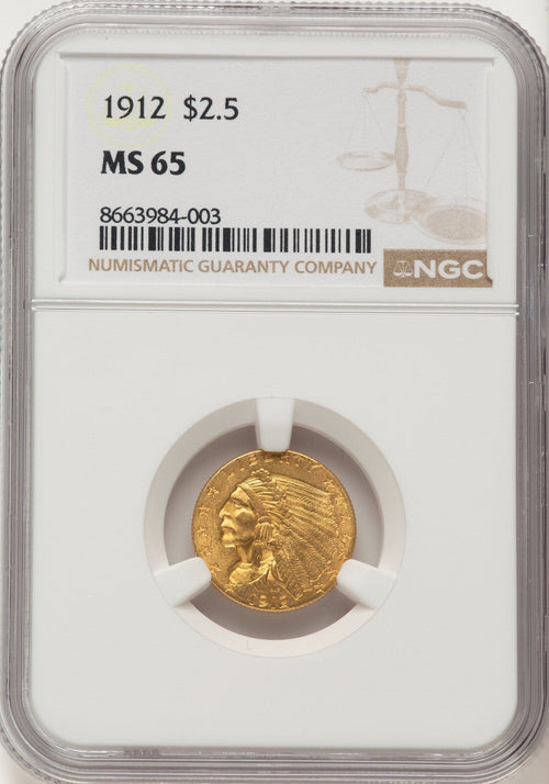 1912 $2.50 Indian Quarter Eagle NGC MS65