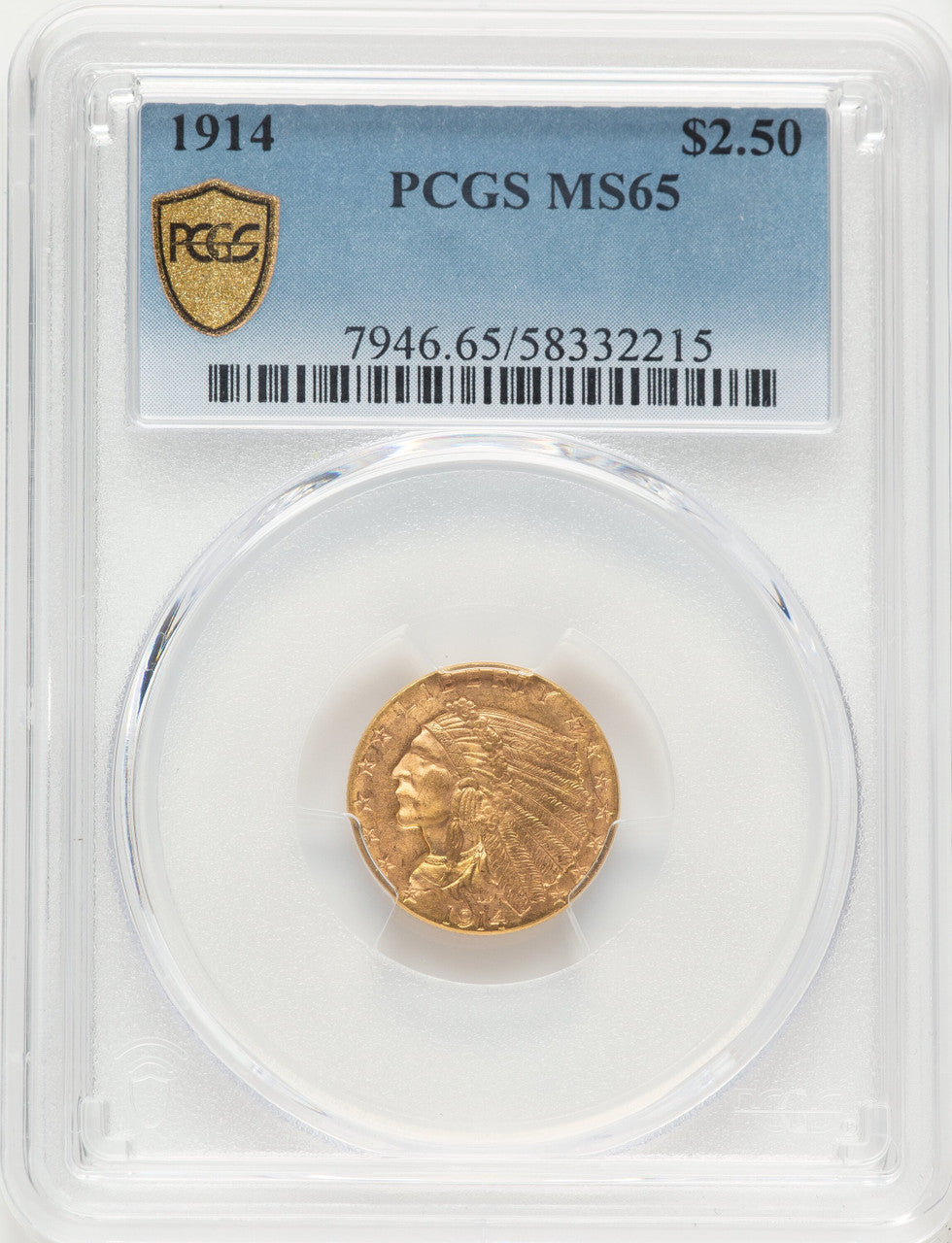 1914 $2.50 Indian Quarter Eagle PCGS MS65
