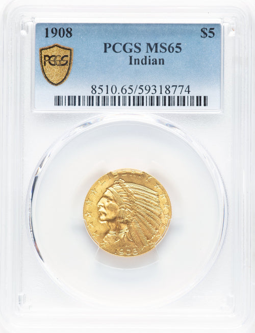 1908 $5 Indian Indian Half Eagle PCGS MS65