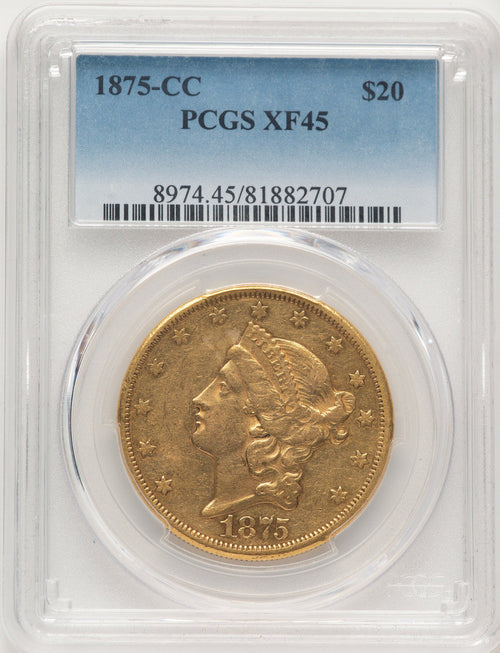 1875-CC $20 Liberty Double Eagle PCGS XF45