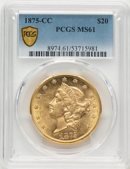 1875-CC $20 Liberty Double Eagle PCGS MS61