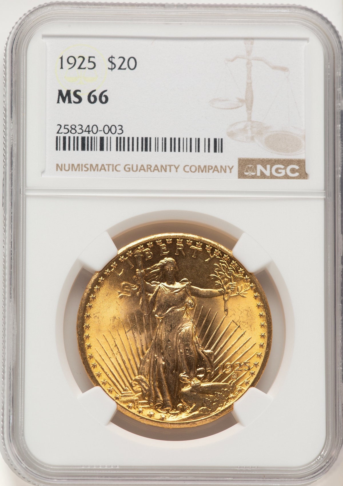1925 $20 Saint-Gaudens Double Eagle NGC MS66