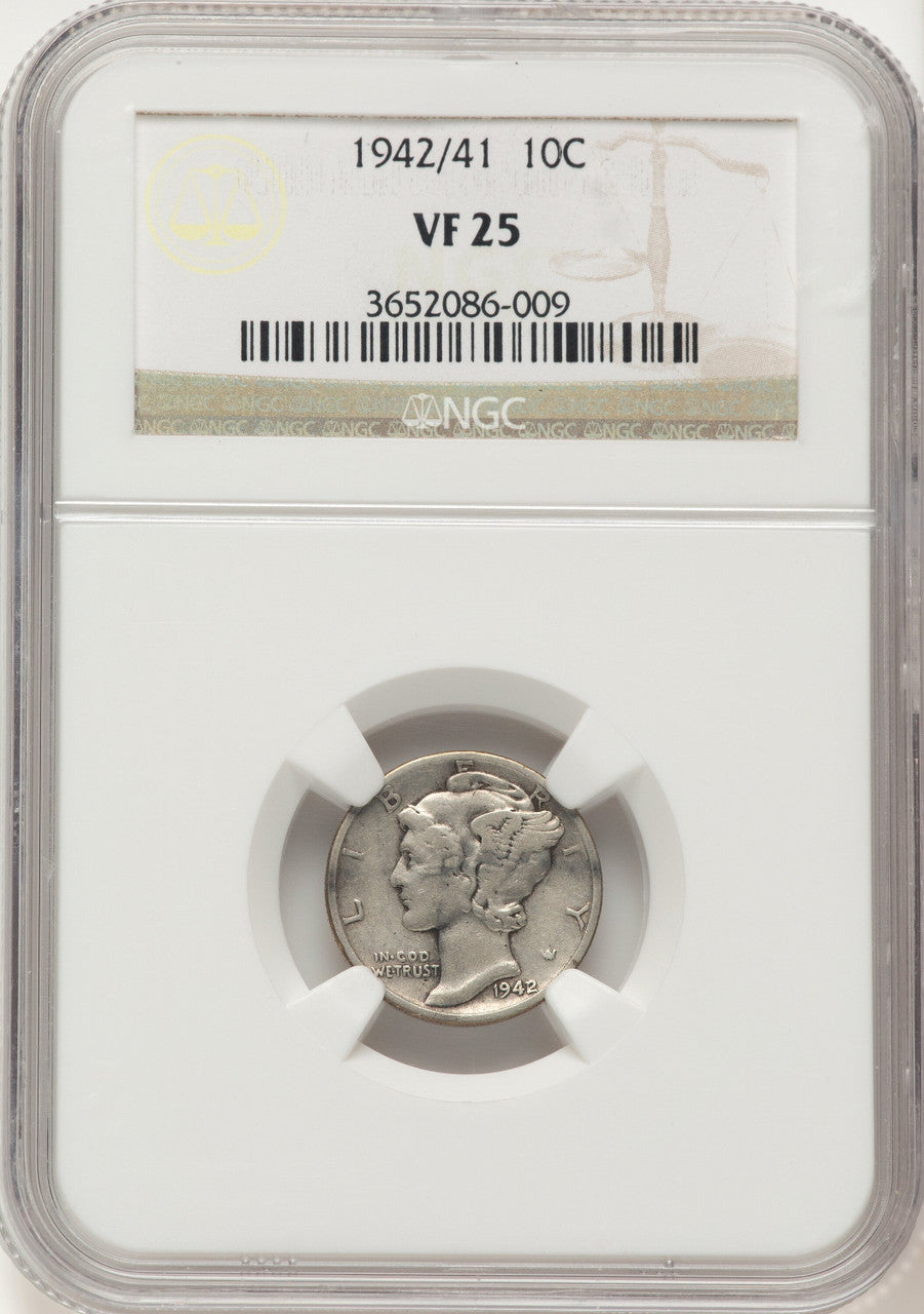 1942/1 10C FS-101 Mercury Dime NGC VF25