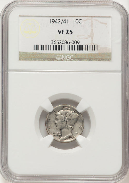 1942/1 10C FS-101 Mercury Dime NGC VF25