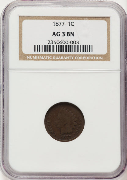 1877 1C BN Indian Cent NGC AG03