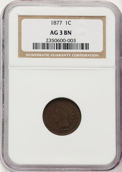1877 1C BN Indian Cent NGC AG03