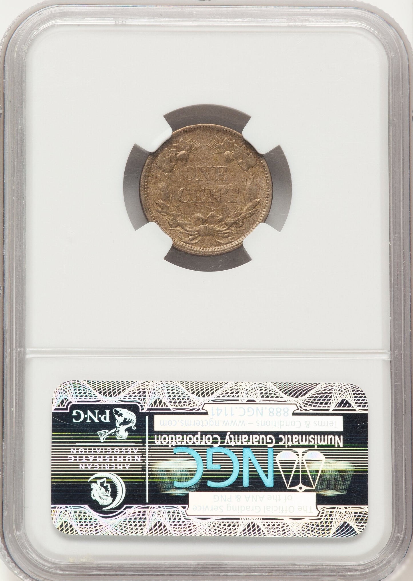 1858 1C Large Letters Flying Eagle Cent NGC AU58