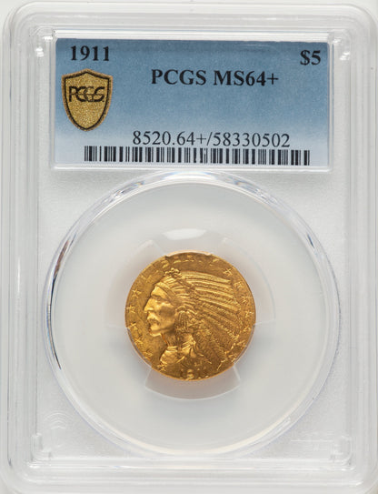 1911 $5 Indian Half Eagle PCGS MS64+