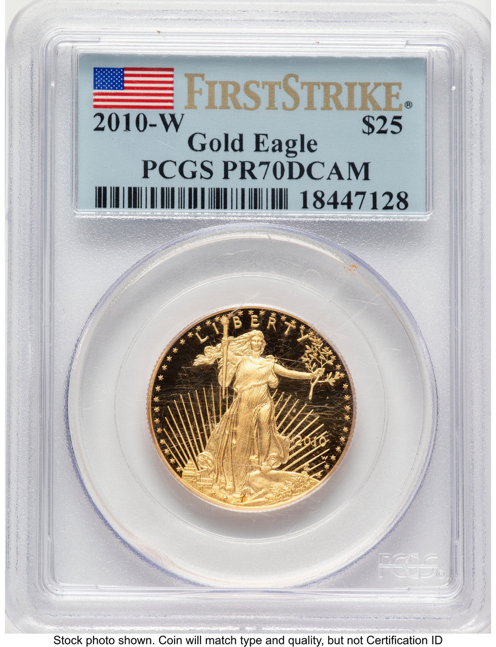 2010-W Proof Gold Eagle 1/2 oz FS Flag PCGS PR70
