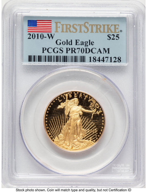 2010-W Proof Gold Eagle 1/2 oz FS Flag PCGS PR70