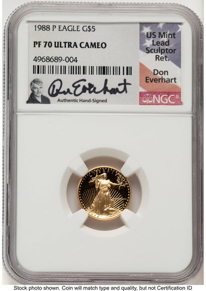 1988-P Proof Gold Eagle 1/10 oz Don Everhart NGC PF70