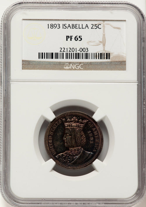1893 25C Isabella Quarter Commemorative Silver NGC PF65