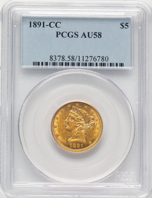 1891-CC $5 Liberty Half Eagle PCGS AU58 (784517025)