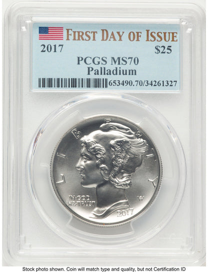 2017 Palladium Eagle 1 oz FDI Flag PCGS MS70