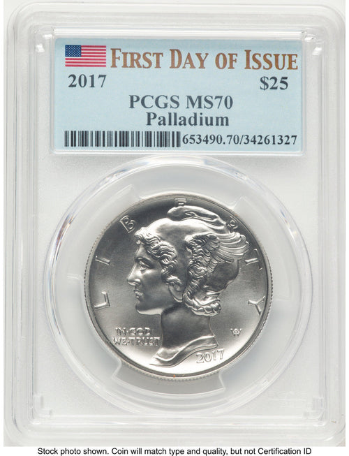 2017 Palladium Eagle 1 oz FDI Flag PCGS MS70