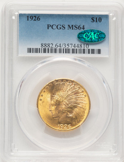 1926 $10 CAC Indian Eagle PCGS MS64