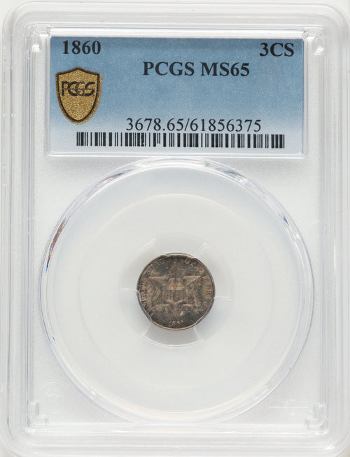1860 3CS Three Cent Silver PCGS MS65