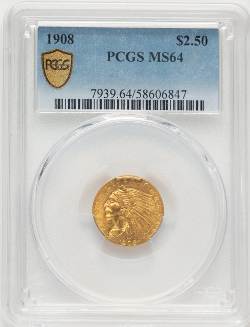 1908 $2.50 Indian Quarter Eagle PCGS MS64