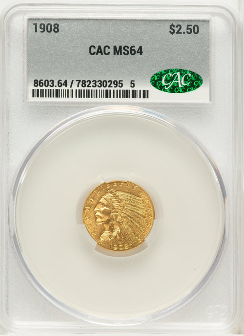 1908 $2.50 CACG Plus Indian Quarter Eagle CACG MS64+