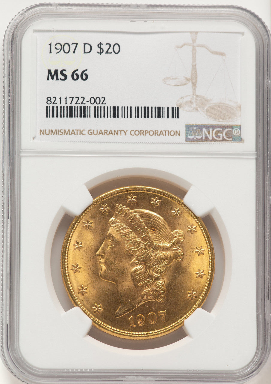 1907-D $20 Liberty Double Eagle NGC MS66