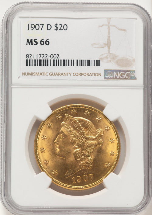 1907-D $20 Liberty Double Eagle NGC MS66