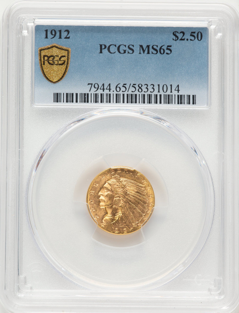 1912 $2.50 Indian Quarter Eagle PCGS MS65