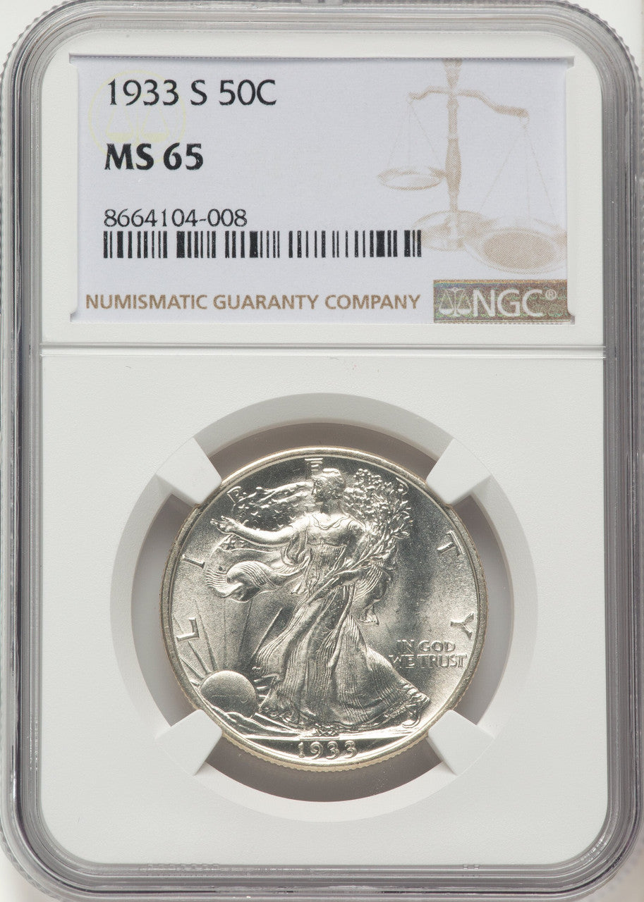1933-S 50C Walking Liberty Half Dollar NGC MS65