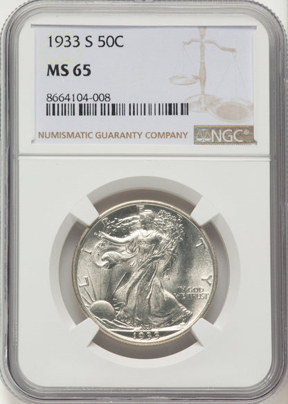 1933-S 50C Walking Liberty Half Dollar NGC MS65