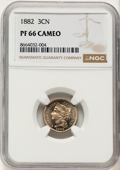 1882 3CN PRCA Proof Three Cent Nickel NGC PR66