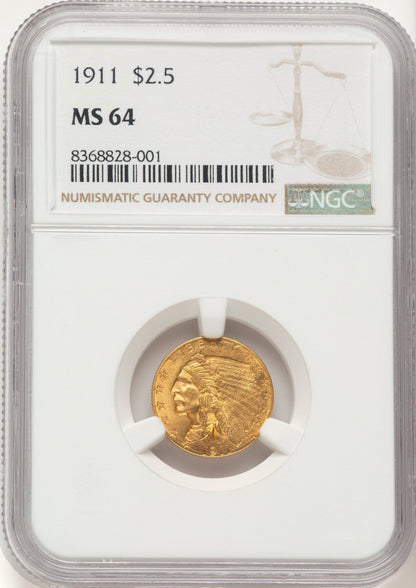 1911 $2.50 Indian Quarter Eagle NGC MS64