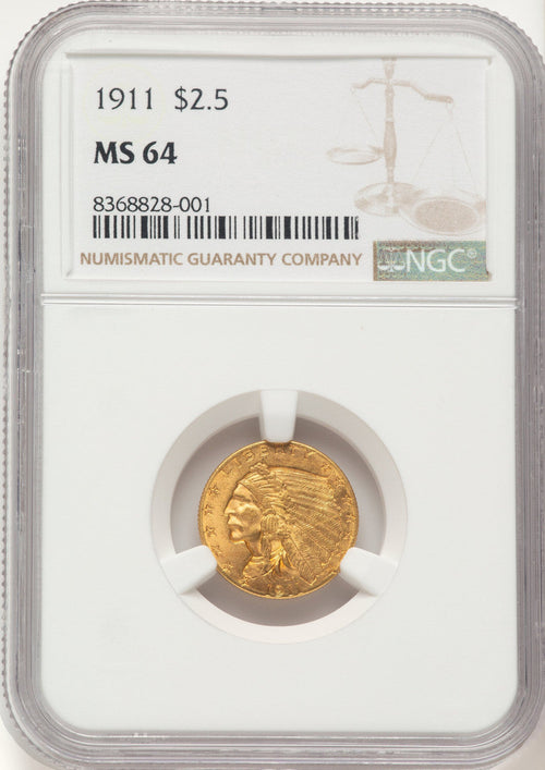 1911 $2.50 Indian Quarter Eagle NGC MS64