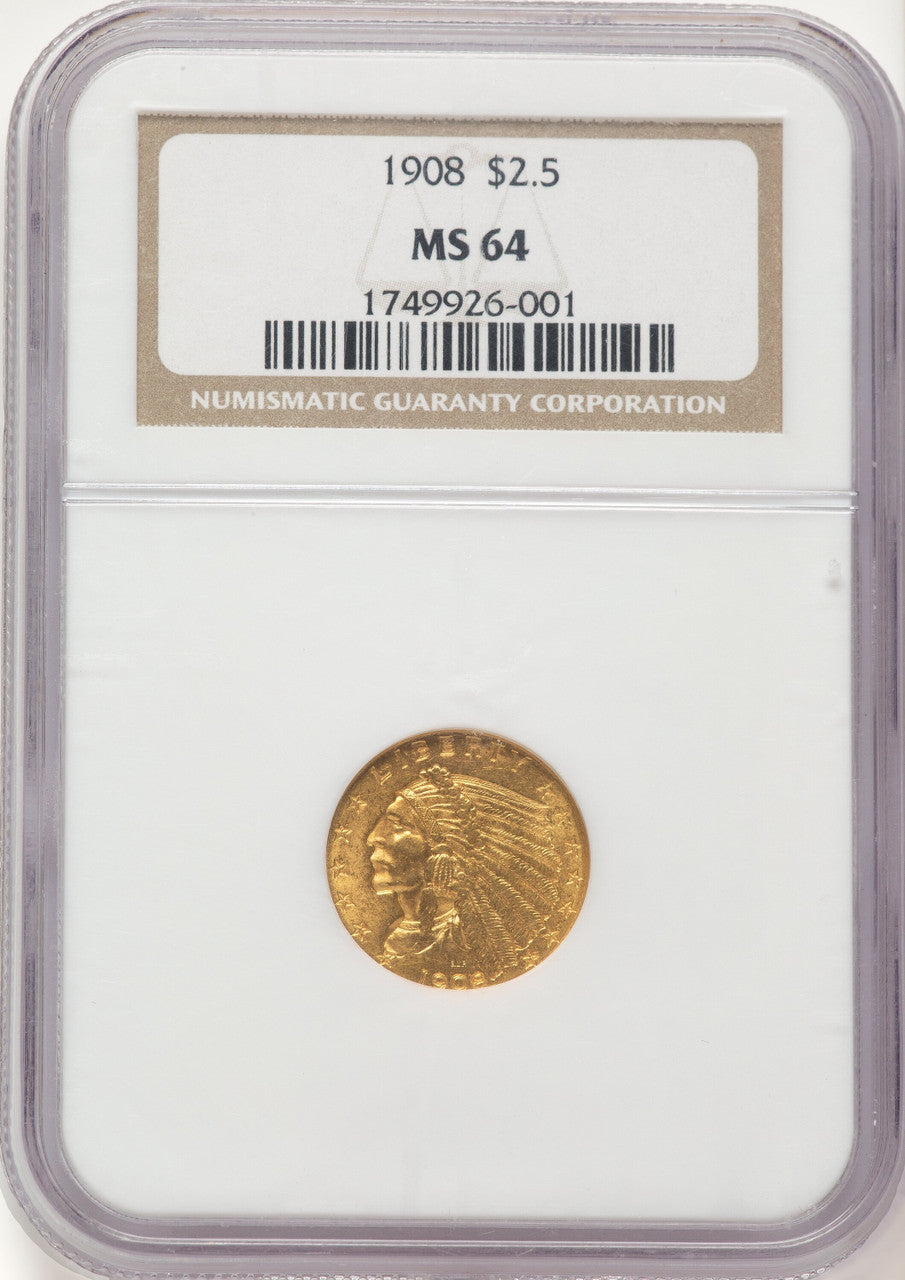 1908 $2.50 Indian Quarter Eagle NGC MS64