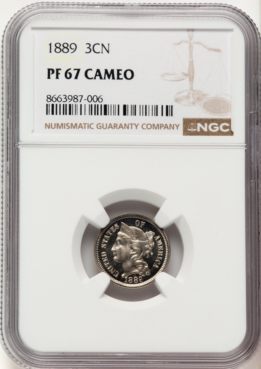 1889 3CN CA Proof Three Cent Nickel NGC PR67
