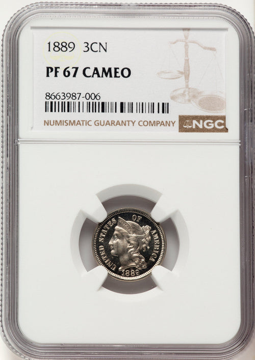 1889 3CN CA Proof Three Cent Nickel NGC PR67