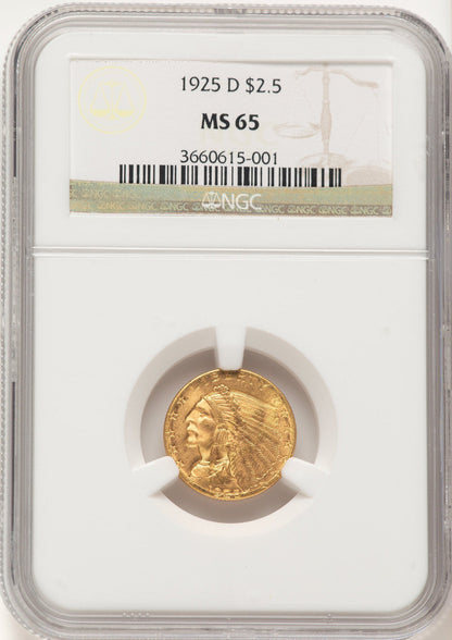 1925-D $2.50 Indian Quarter Eagle NGC MS65