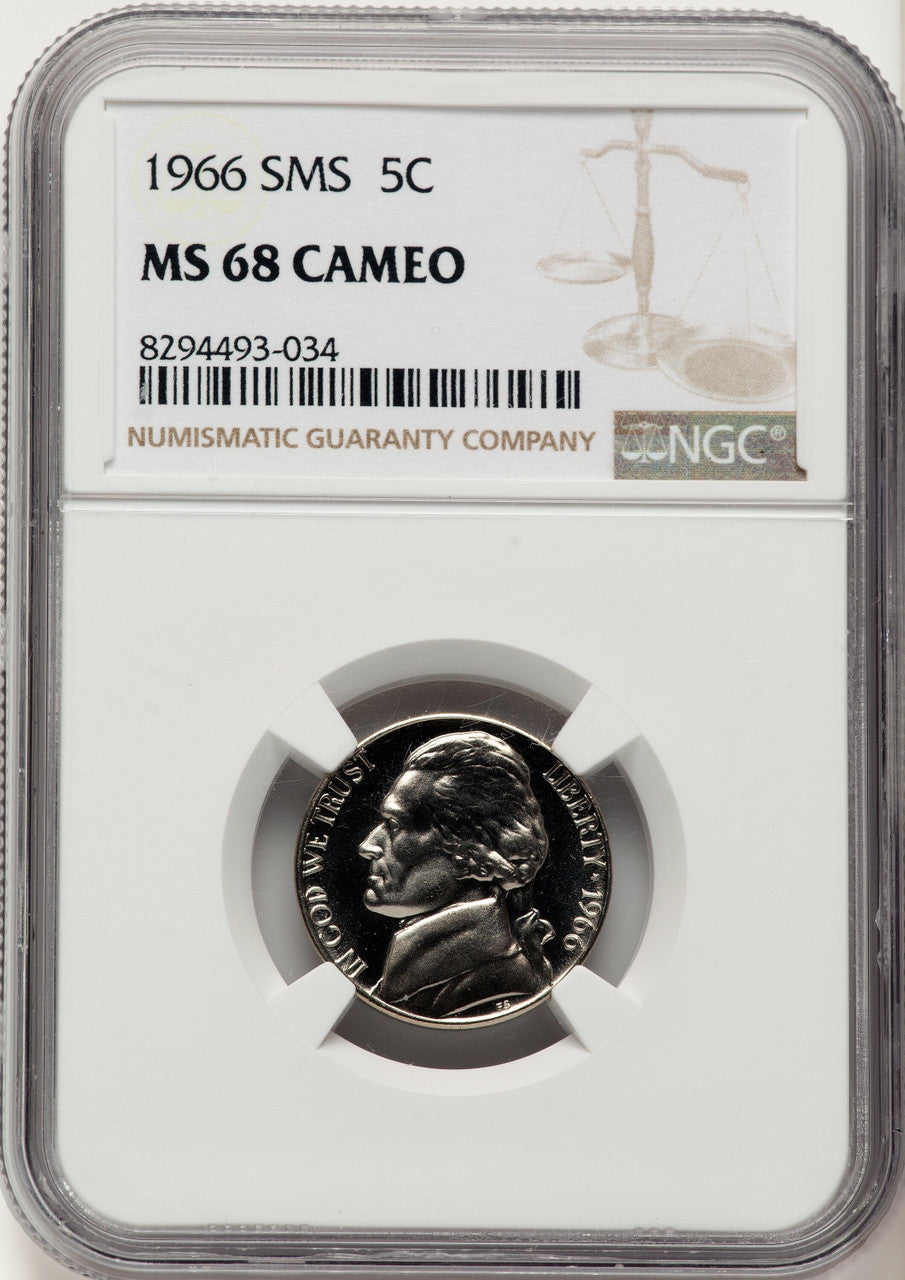 1966 5C SMS CA SMS Jefferson Nickel NGC MS68