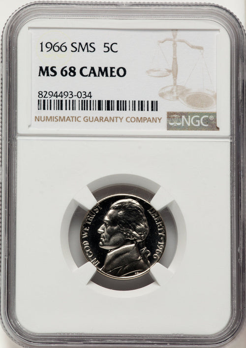 1966 5C SMS CA SMS Jefferson Nickel NGC MS68