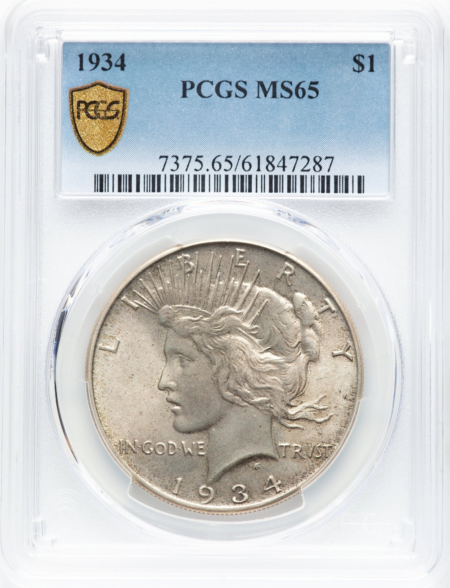 1934 Peace Dollar PCGS MS65
