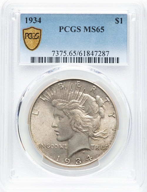 1934 Peace Dollar PCGS MS65